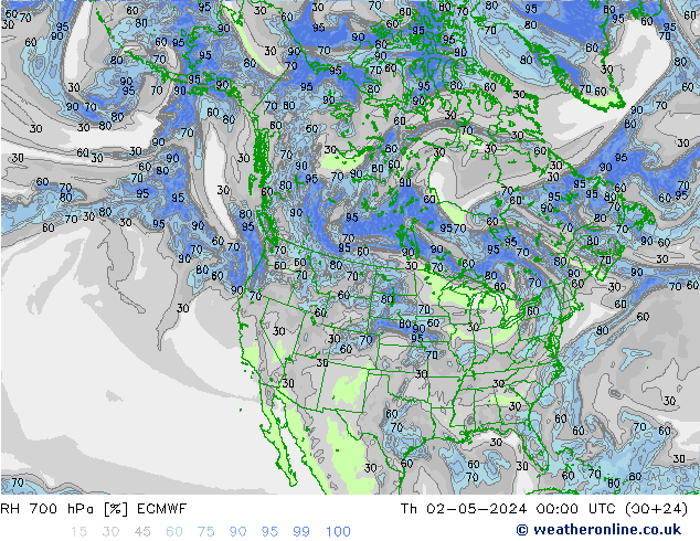 RH 700 hPa ECMWF Do 02.05.2024 00 UTC