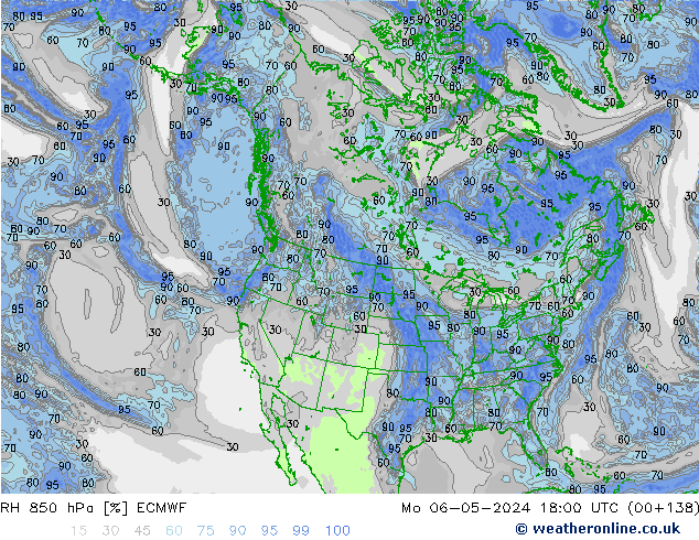 RH 850 hPa ECMWF Mo 06.05.2024 18 UTC