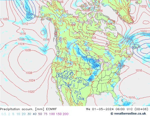 Precipitation accum. ECMWF mer 01.05.2024 06 UTC