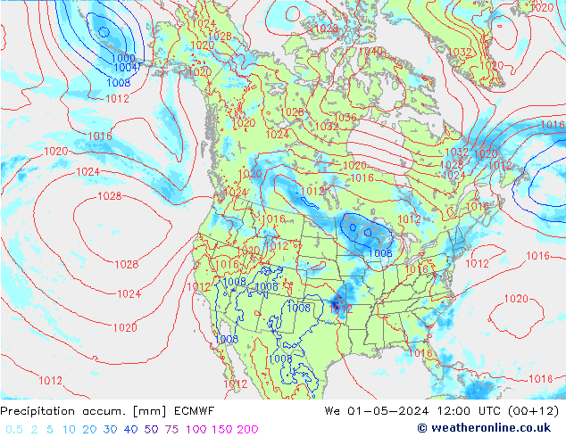 Precipitation accum. ECMWF We 01.05.2024 12 UTC