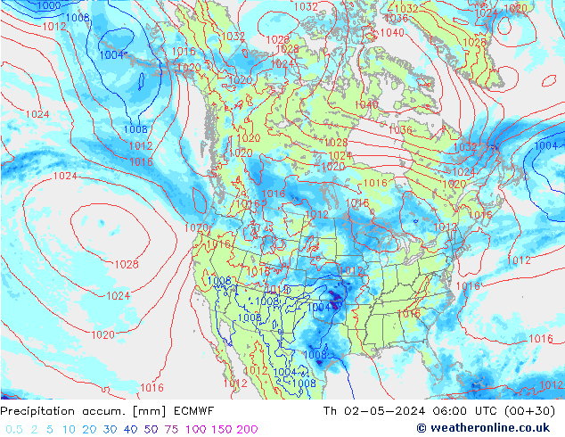 Precipitation accum. ECMWF Qui 02.05.2024 06 UTC