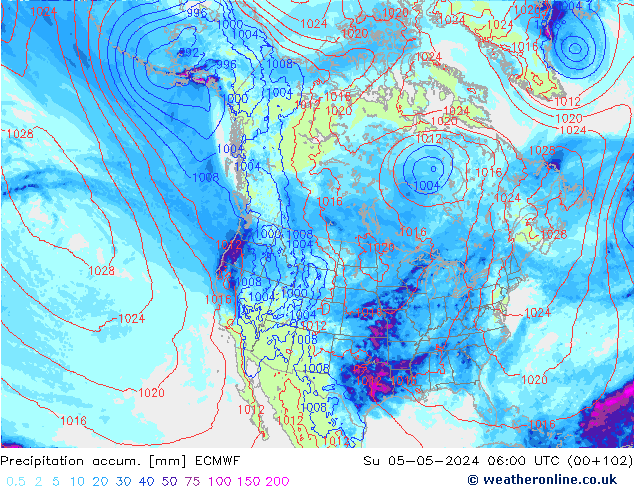 Precipitation accum. ECMWF Dom 05.05.2024 06 UTC