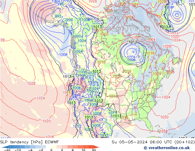 SLP tendency ECMWF Dom 05.05.2024 06 UTC