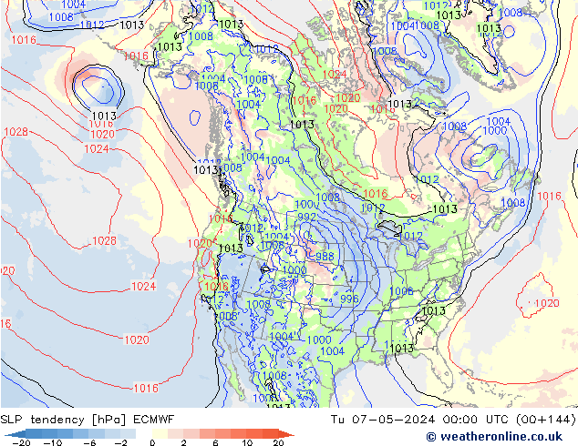 SLP tendency ECMWF Tu 07.05.2024 00 UTC