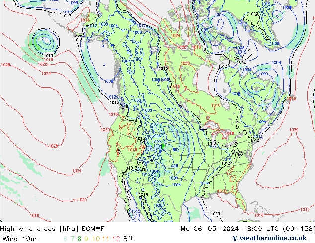 High wind areas ECMWF lun 06.05.2024 18 UTC