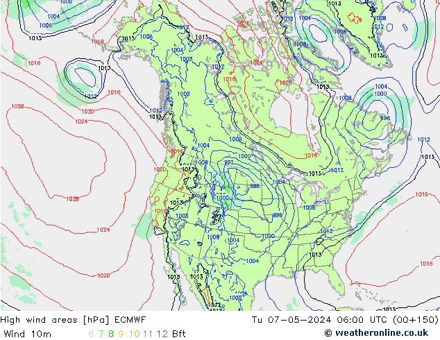 High wind areas ECMWF Tu 07.05.2024 06 UTC