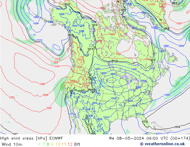 Windvelden ECMWF wo 08.05.2024 06 UTC