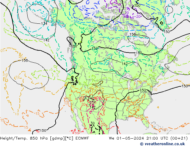 Height/Temp. 850 hPa ECMWF  01.05.2024 21 UTC