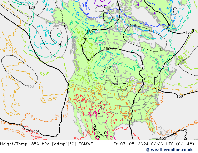 Z500/Rain (+SLP)/Z850 ECMWF ven 03.05.2024 00 UTC