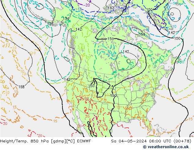 Z500/Rain (+SLP)/Z850 ECMWF sam 04.05.2024 06 UTC