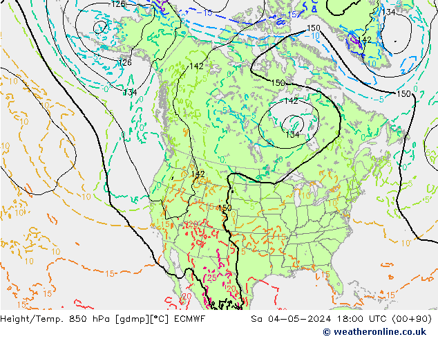 Z500/Rain (+SLP)/Z850 ECMWF sab 04.05.2024 18 UTC