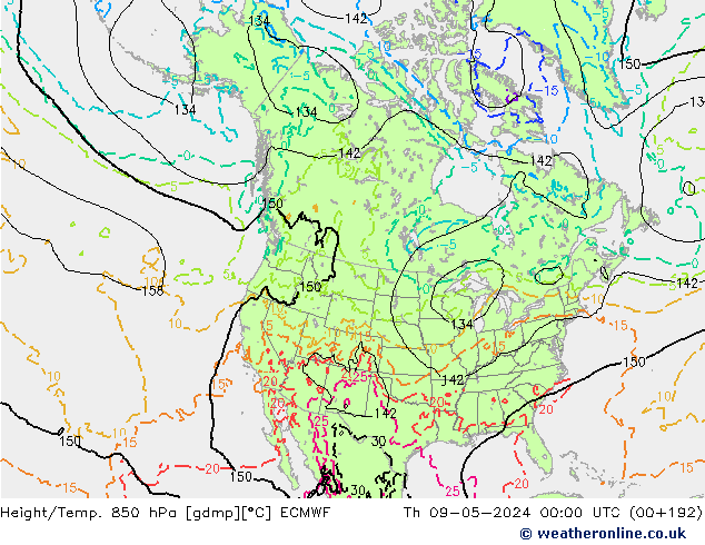 Z500/Rain (+SLP)/Z850 ECMWF Th 09.05.2024 00 UTC