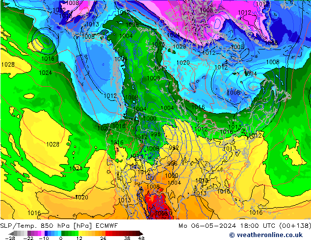 SLP/Temp. 850 hPa ECMWF Mo 06.05.2024 18 UTC