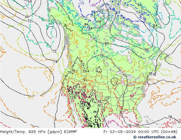 Height/Temp. 925 hPa ECMWF Fr 03.05.2024 00 UTC