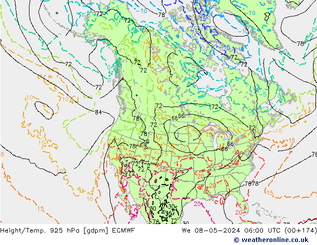 Height/Temp. 925 hPa ECMWF We 08.05.2024 06 UTC