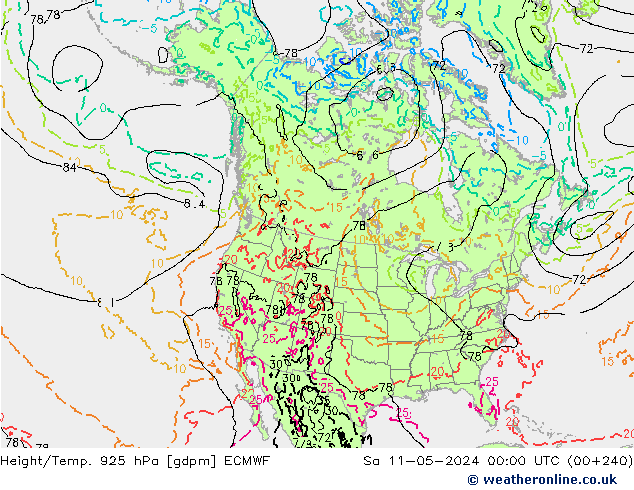 Height/Temp. 925 гПа ECMWF сб 11.05.2024 00 UTC