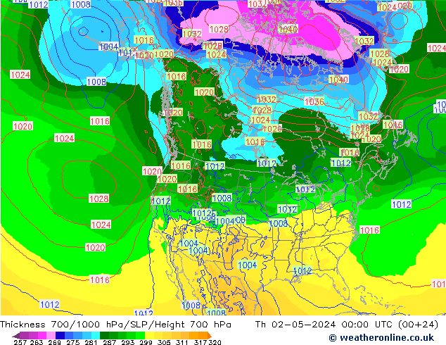 Thck 700-1000 hPa ECMWF Th 02.05.2024 00 UTC