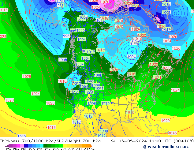 Thck 700-1000 hPa ECMWF Su 05.05.2024 12 UTC