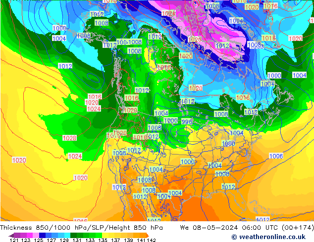 Thck 850-1000 hPa ECMWF We 08.05.2024 06 UTC