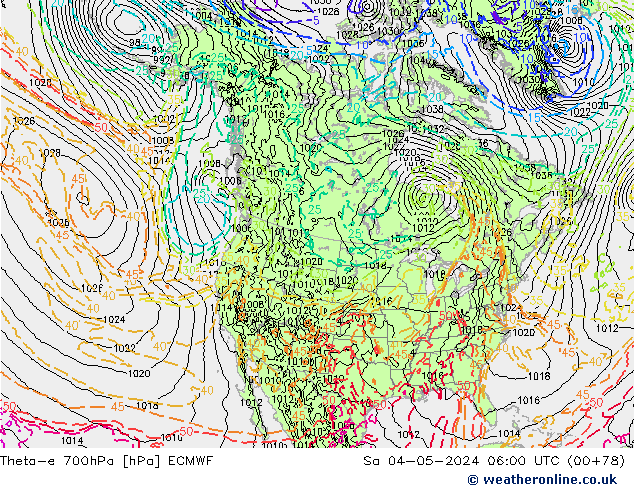 Theta-e 700hPa ECMWF Sa 04.05.2024 06 UTC