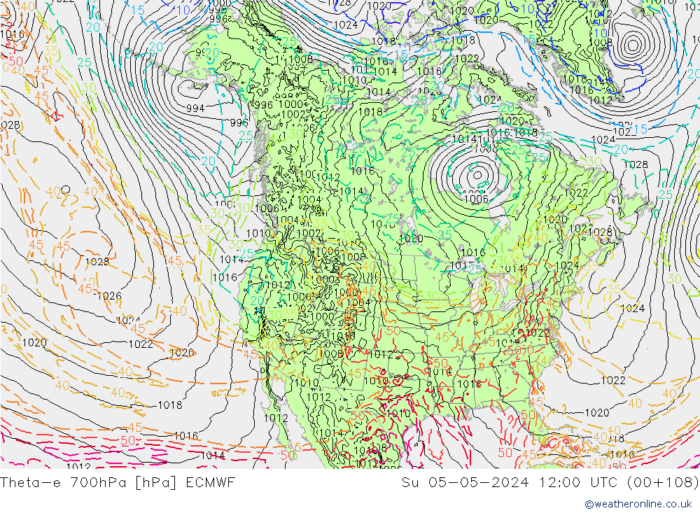 Theta-e 700hPa ECMWF Su 05.05.2024 12 UTC