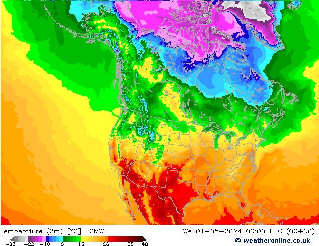 Temperature (2m) ECMWF St 01.05.2024 00 UTC