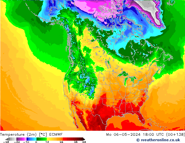 Temperature (2m) ECMWF Mo 06.05.2024 18 UTC