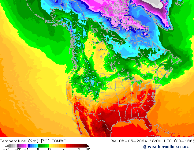 Temperature (2m) ECMWF St 08.05.2024 18 UTC