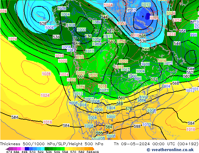 Thck 500-1000hPa ECMWF Th 09.05.2024 00 UTC