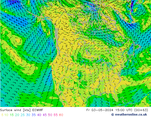 Vento 10 m ECMWF Sex 03.05.2024 15 UTC