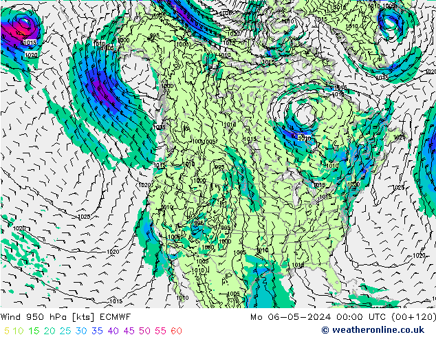 Wind 950 hPa ECMWF Mo 06.05.2024 00 UTC