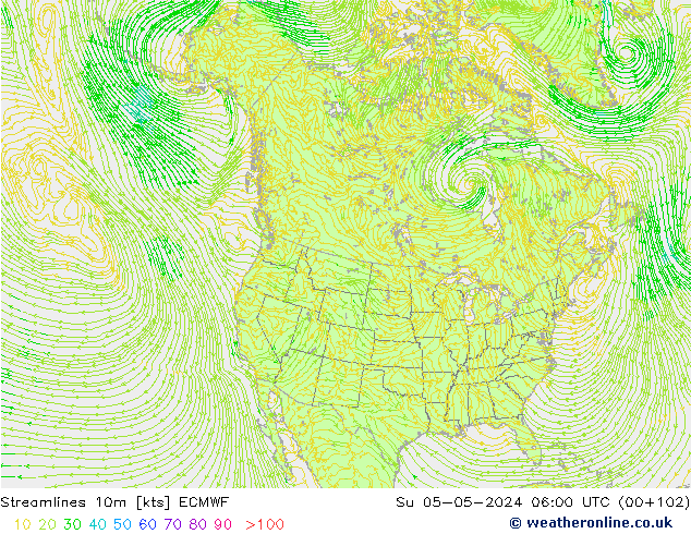 Linha de corrente 10m ECMWF Dom 05.05.2024 06 UTC