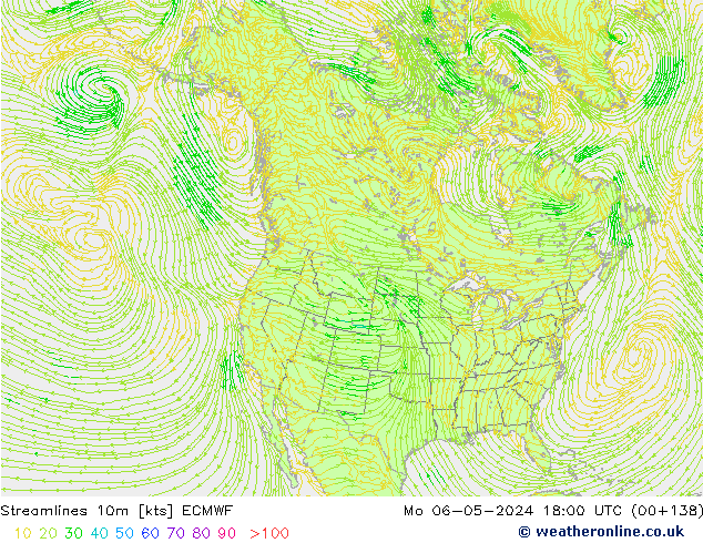 Streamlines 10m ECMWF Mo 06.05.2024 18 UTC