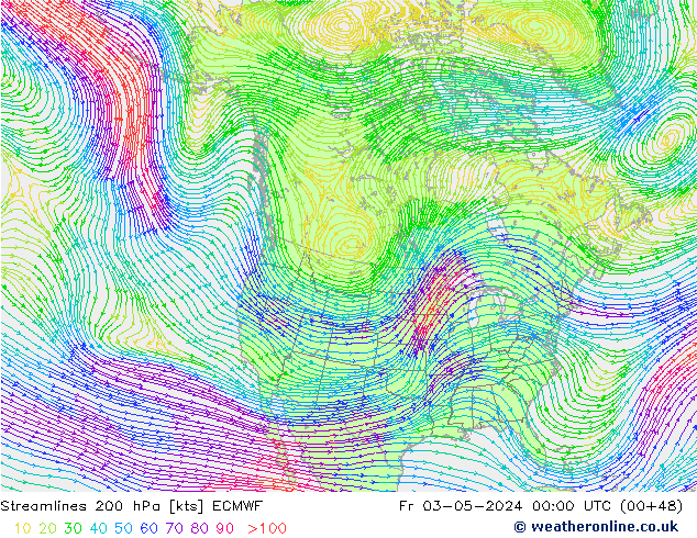 Stromlinien 200 hPa ECMWF Fr 03.05.2024 00 UTC