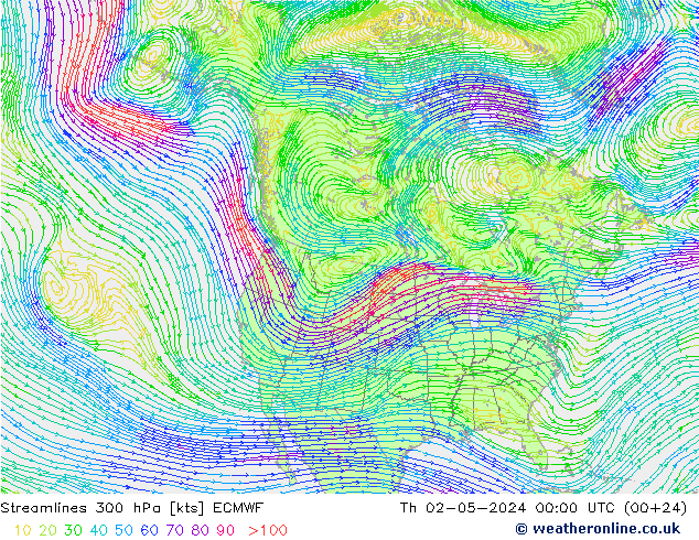 ветер 300 гПа ECMWF чт 02.05.2024 00 UTC