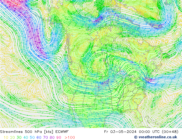 Stromlinien 500 hPa ECMWF Fr 03.05.2024 00 UTC