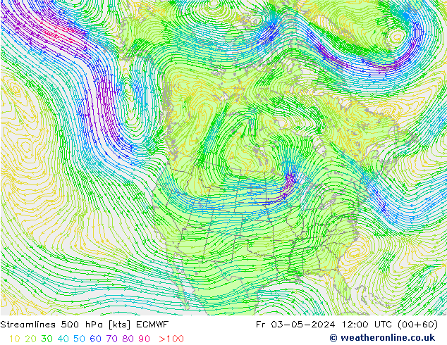 Streamlines 500 hPa ECMWF Fr 03.05.2024 12 UTC