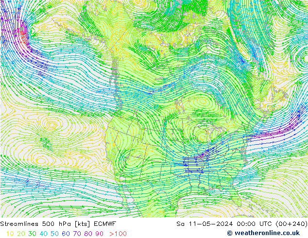 Streamlines 500 hPa ECMWF So 11.05.2024 00 UTC