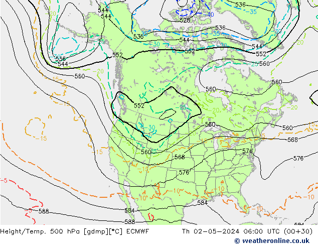 Z500/Yağmur (+YB)/Z850 ECMWF Per 02.05.2024 06 UTC