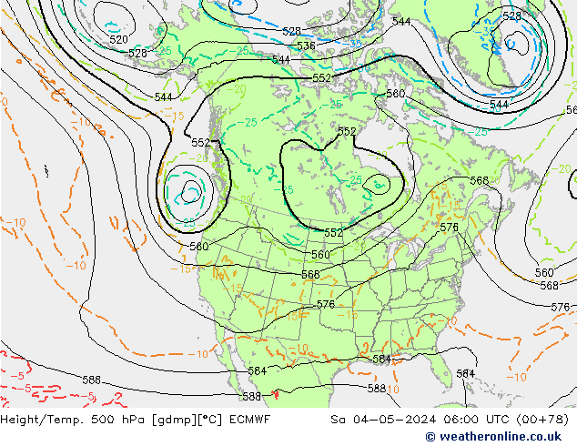 Z500/Rain (+SLP)/Z850 ECMWF sam 04.05.2024 06 UTC