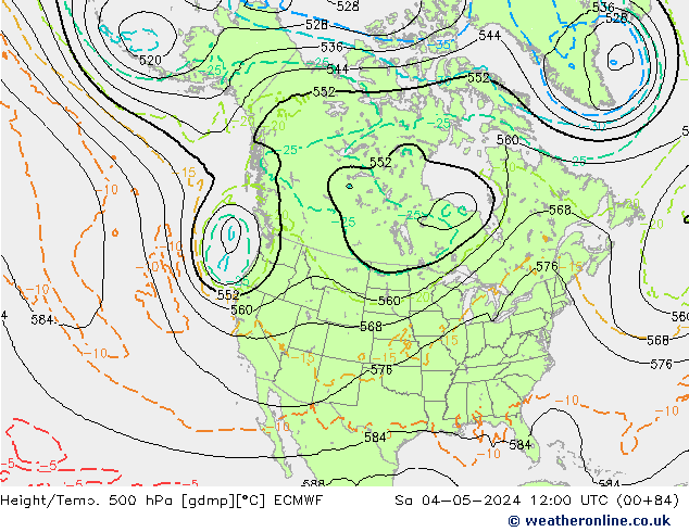 Z500/Rain (+SLP)/Z850 ECMWF сб 04.05.2024 12 UTC