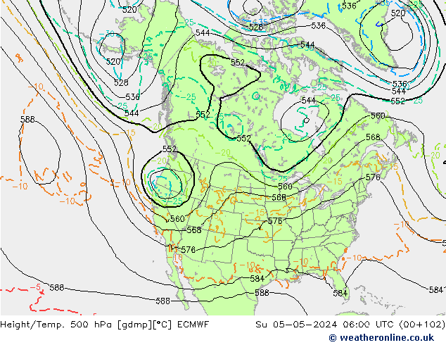 Height/Temp. 500 hPa ECMWF Dom 05.05.2024 06 UTC