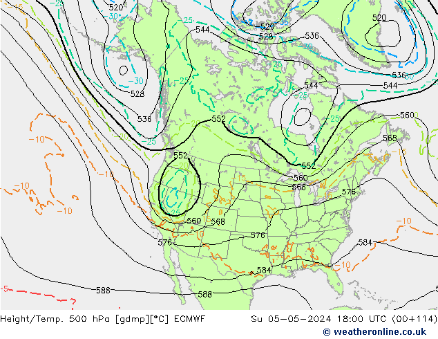 Z500/Rain (+SLP)/Z850 ECMWF Dom 05.05.2024 18 UTC