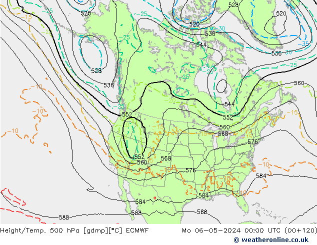 Z500/Rain (+SLP)/Z850 ECMWF Mo 06.05.2024 00 UTC