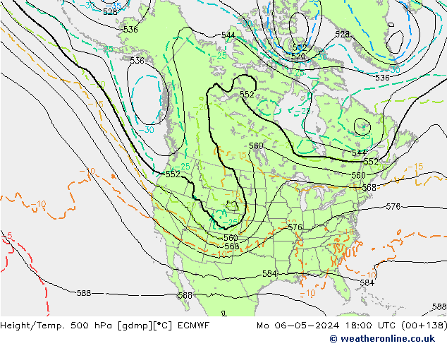 Z500/Rain (+SLP)/Z850 ECMWF lun 06.05.2024 18 UTC