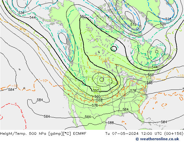 Z500/Rain (+SLP)/Z850 ECMWF Tu 07.05.2024 12 UTC