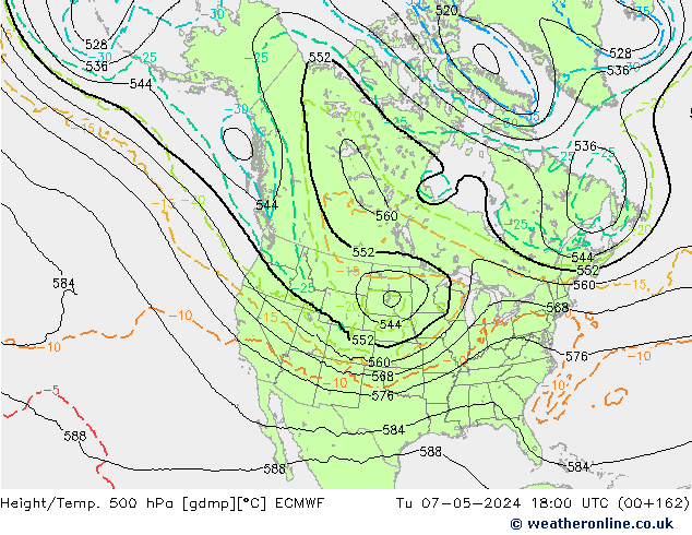 Z500/Rain (+SLP)/Z850 ECMWF вт 07.05.2024 18 UTC