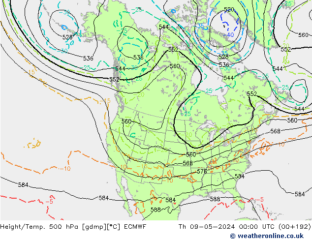 Z500/Rain (+SLP)/Z850 ECMWF Th 09.05.2024 00 UTC