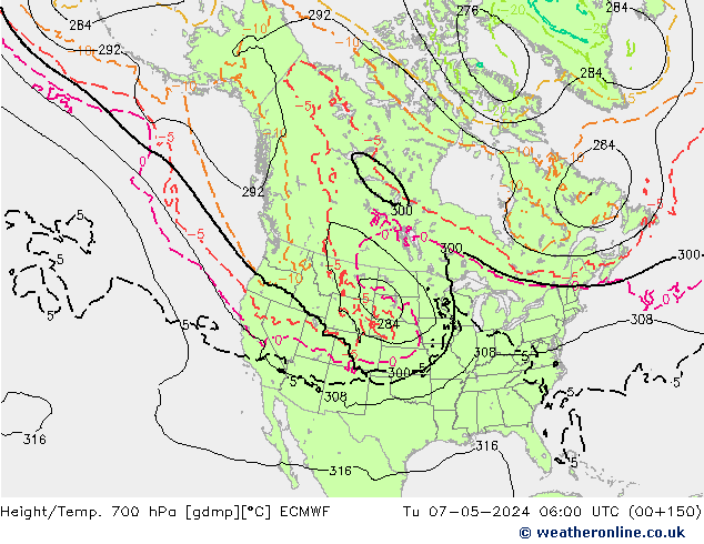 Height/Temp. 700 hPa ECMWF Tu 07.05.2024 06 UTC