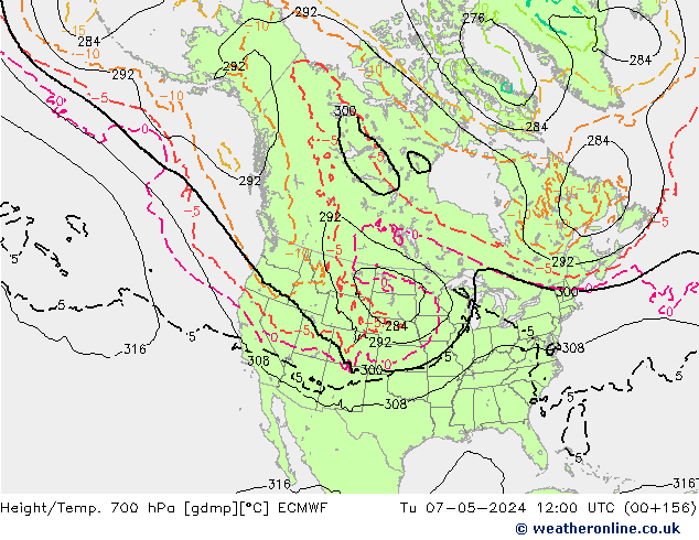 Hoogte/Temp. 700 hPa ECMWF di 07.05.2024 12 UTC